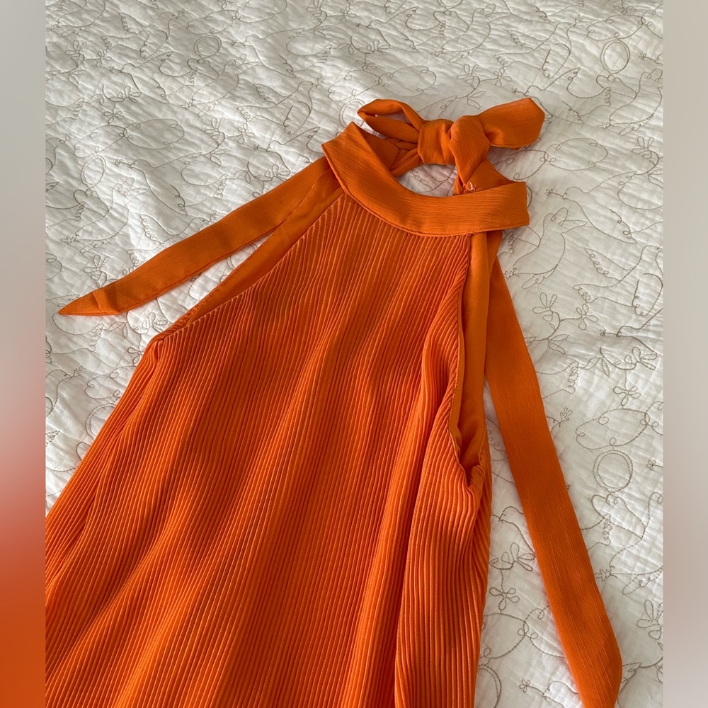 Orange Pleated Dress
